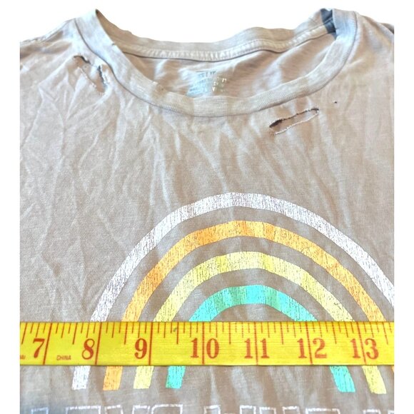 Aerie XS T-Shirt "Love Who You Want To" Pink Distressed Rainbow Graphic NWOT - Picture 7 of 10